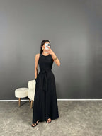 Combinaisons bleu pour femmes , ceinture sexy et unicolore.