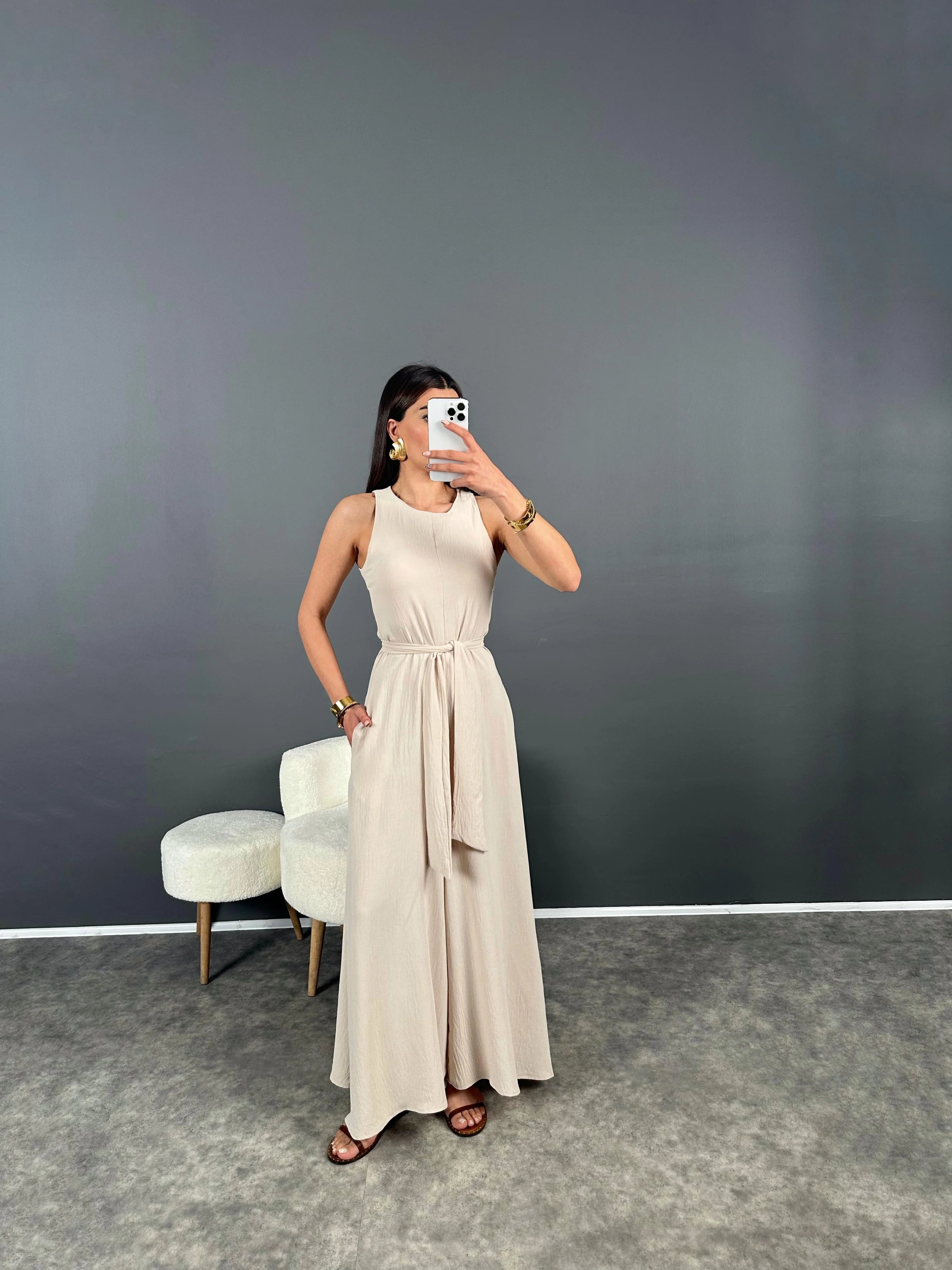 Combinaisons beige pour femmes , ceinture sexy et unicolore.