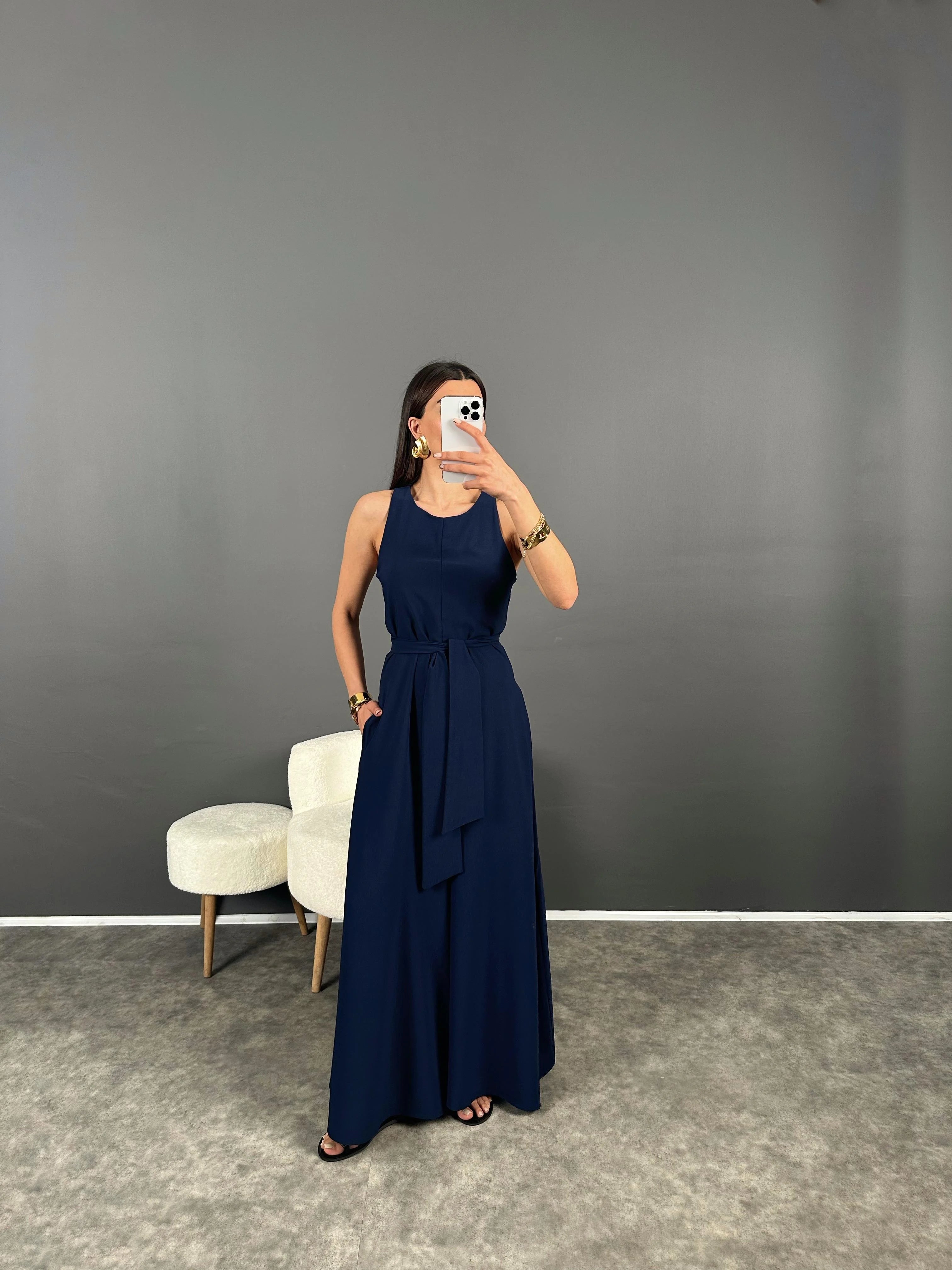 Combinaisons bleu pour femmes , ceinture sexy et unicolore.