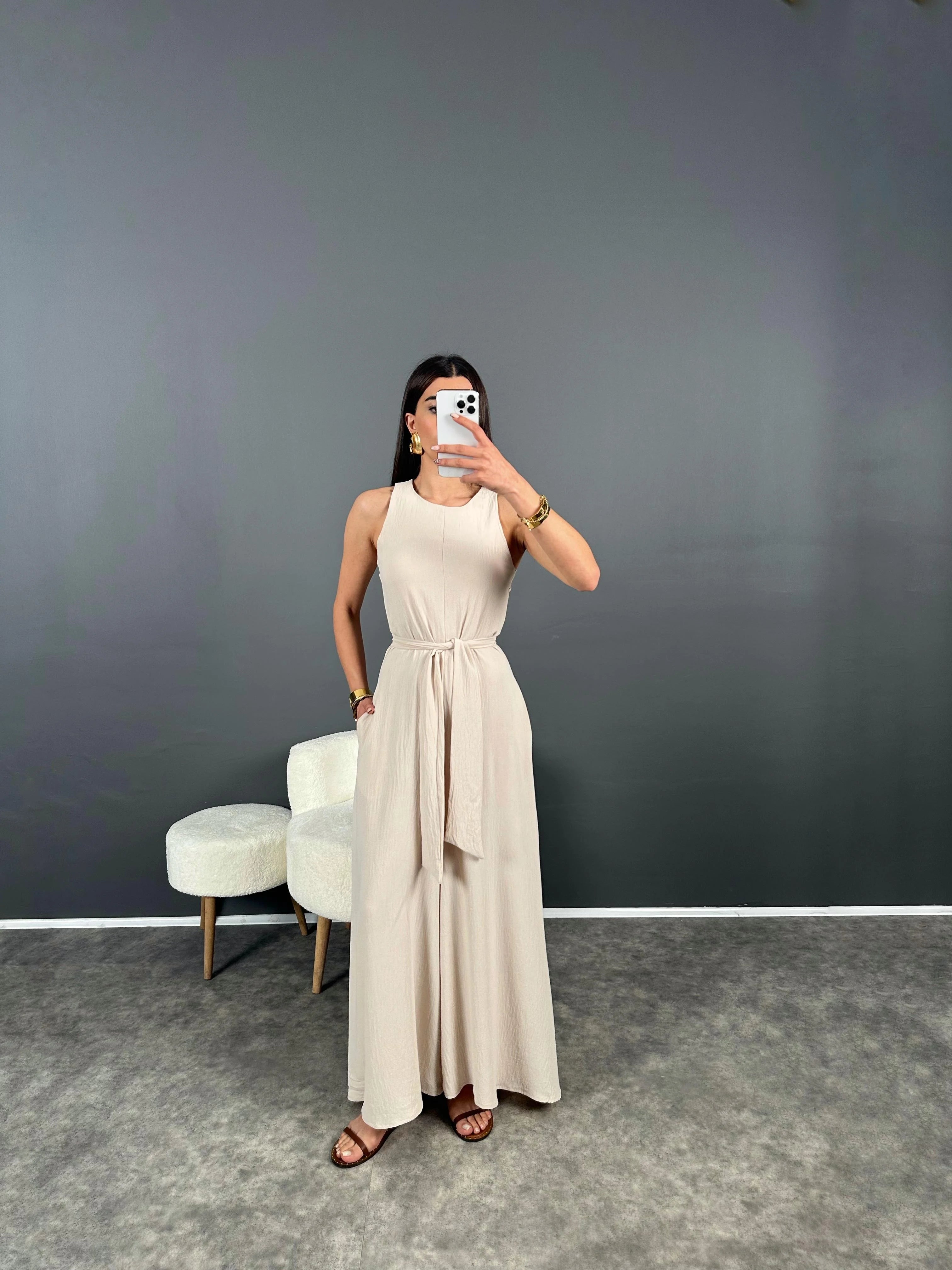 Combinaisons beige pour femmes , ceinture sexy et unicolore.